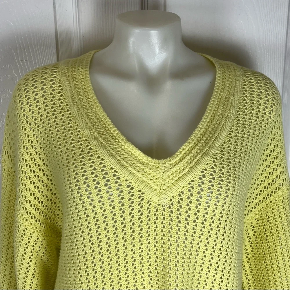 Z Supply Kiami v neck cotton open knit yellow sweater sweater size small
